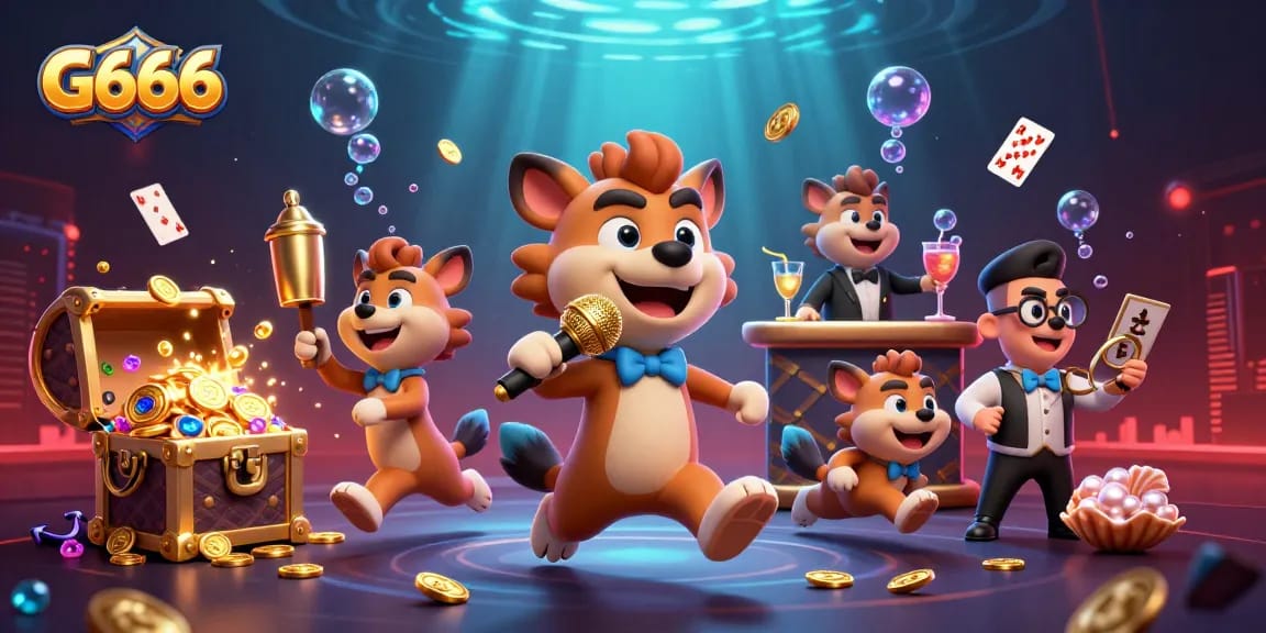 G666 hyenas bring laughter to the casino with drinks and ID checks amidst gold and treasures.