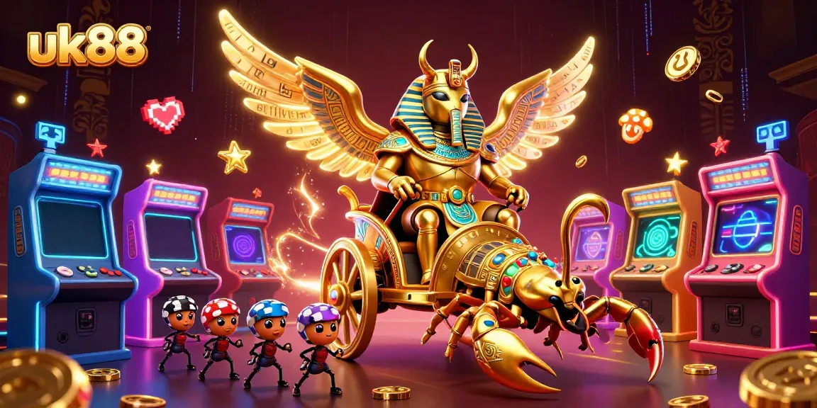 Engaging illustration of uk88 with sports betting themes, vibrant 3D characters, and dynamic game elements.