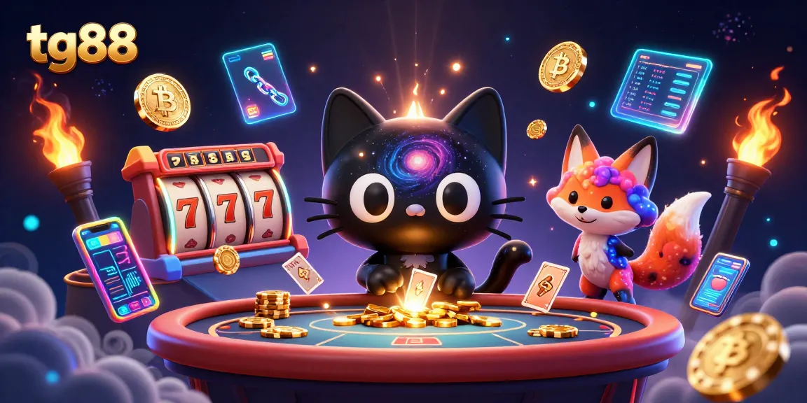 Experience tg88's cosmic casino with thrilling slot reels and swirling gaming energy.