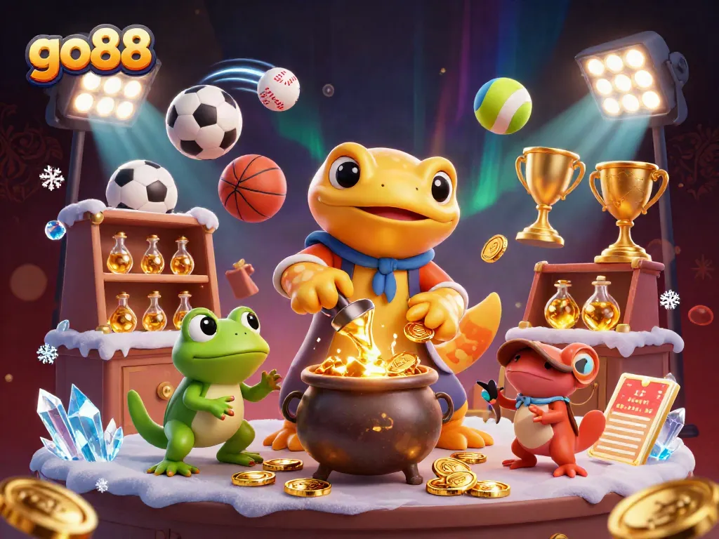 Explore the go88 gaming world where alchemy meets sports betting in a vibrant 3D scene.