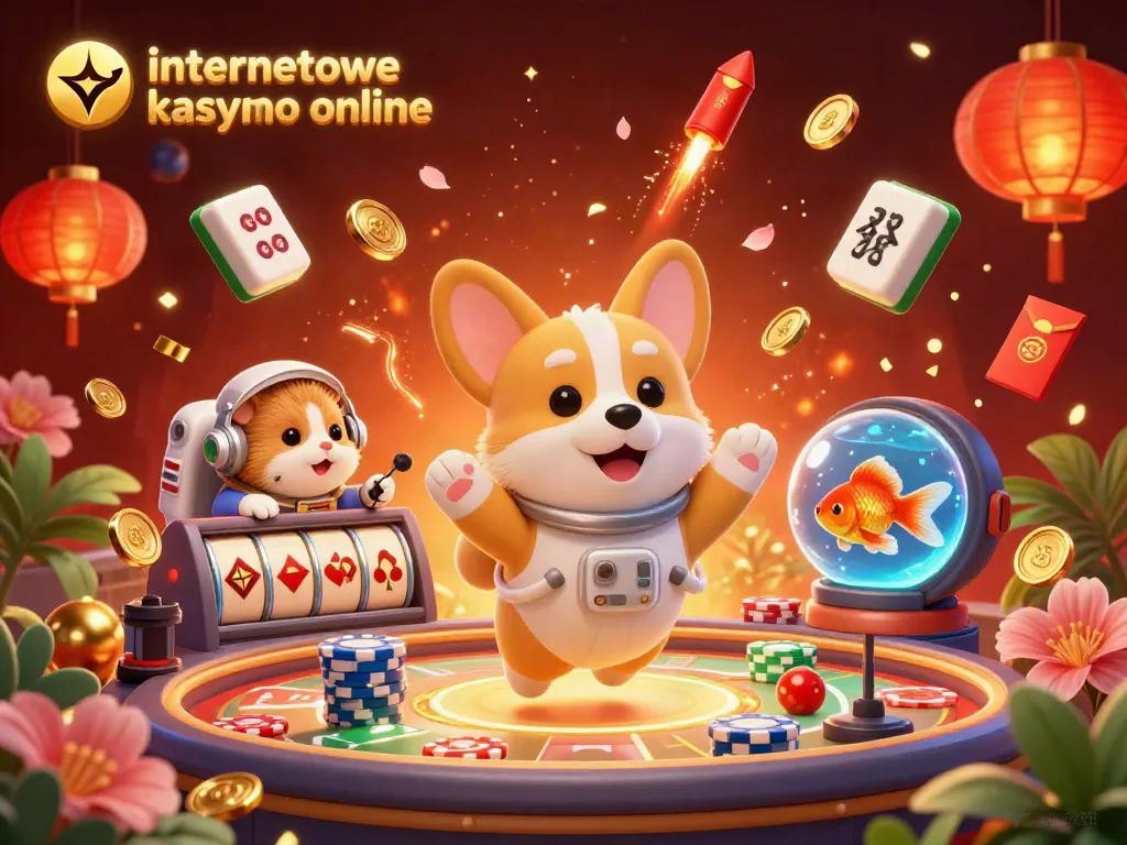 Experience engaging fun with the internetowe kasyno online, featuring dynamic characters in a lively casino scene.