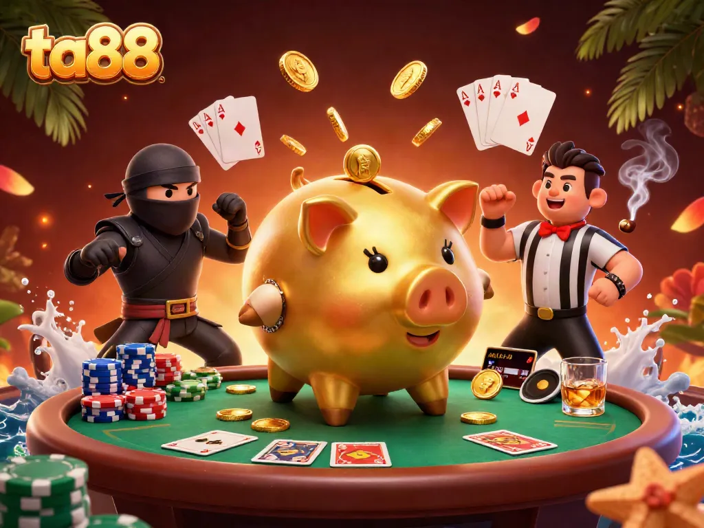 Watch ta88 players win big with a sumo wrestler and ninja at an electrifying poker match.
