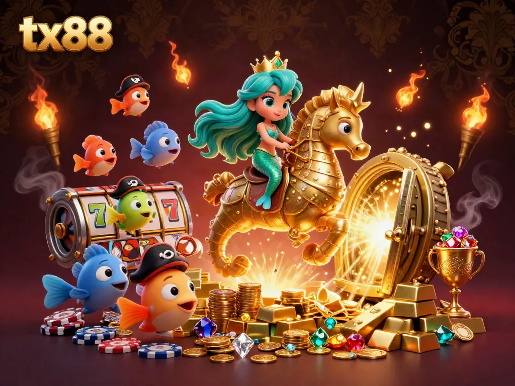 Experience thrilling gameplay with tx88 featuring vibrant casino elements and a lively scene.