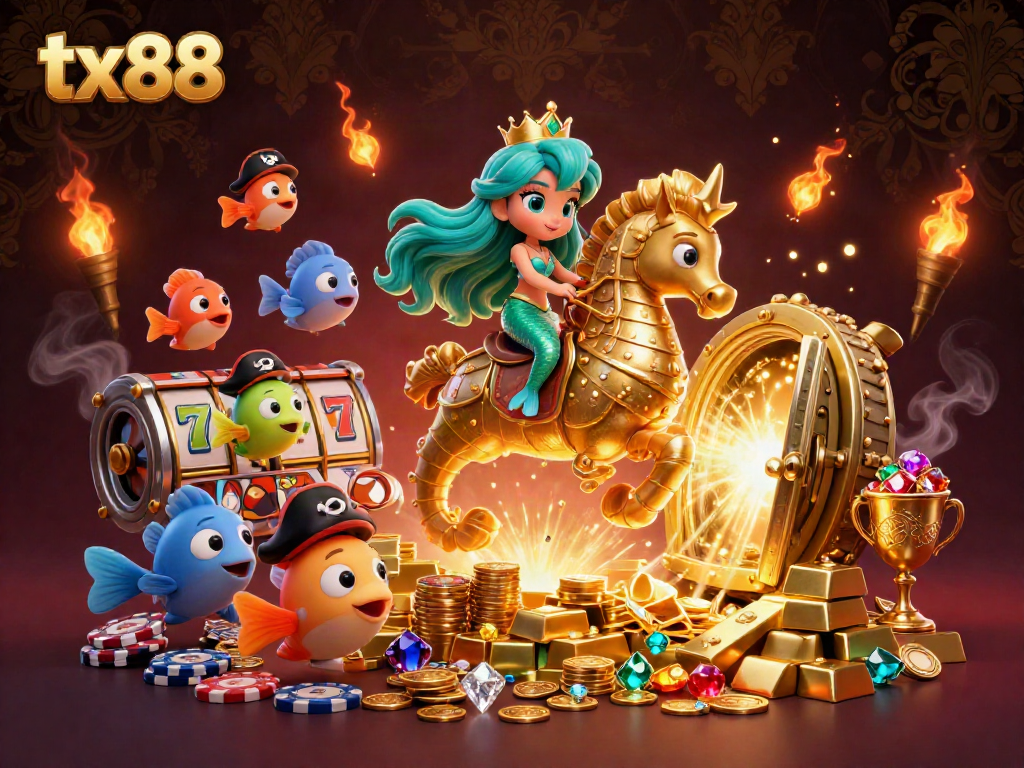 Experience thrilling gameplay with tx88 featuring vibrant casino elements and a lively scene.