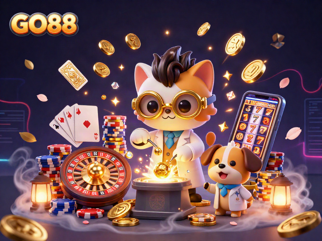 Spin the roulette and win big at GO88 with golden coins cascading and vibrant colors!