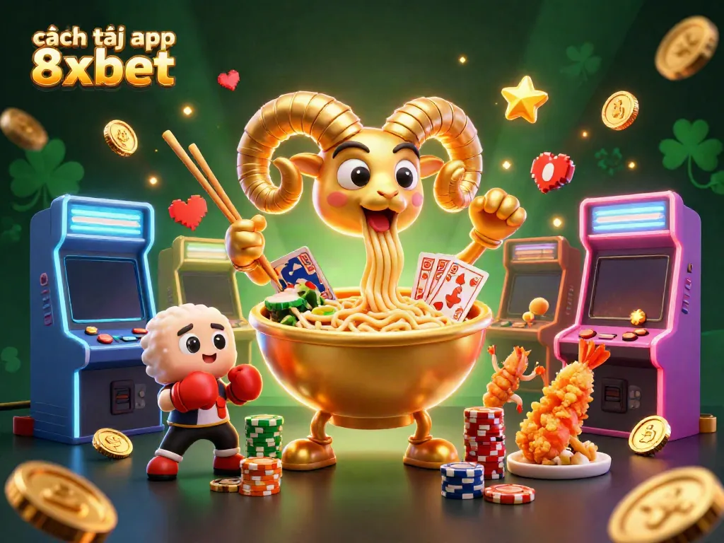 Learn cách tải app 8xbet with lively cartoon characters embodying casino fun and gaming excitement.