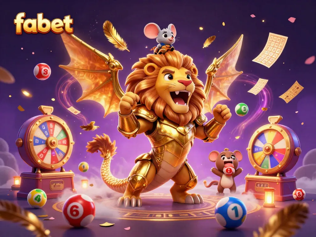 Engage with fabet in an epic casino scene featuring dynamic 3D characters and vibrant game elements.