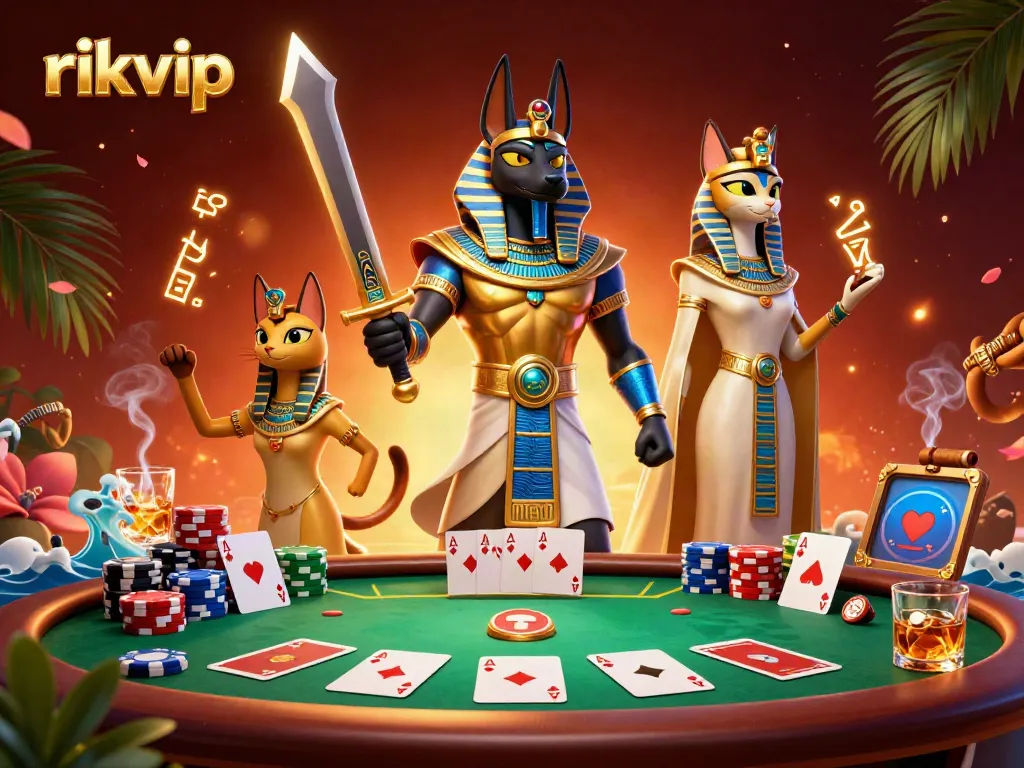 Experience big wins at rikvip with this dynamic poker scene showcasing vibrant characters and game elements.