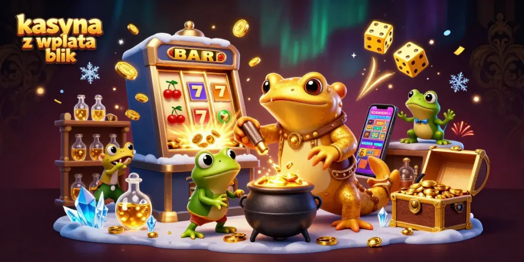 Experience kasyna z wplata blik with a vibrant scene of wealth and excitement in this 3D casino illustration.