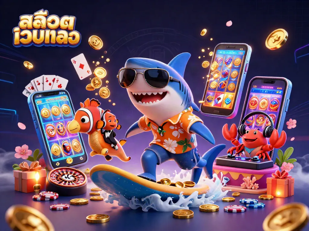 Engage with สล็อตเว็บตรง slot gaming as a shark and seahorse ride waves of gold coins.