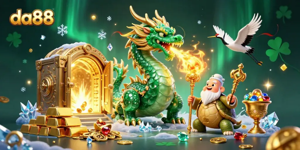 Experience the excitement of winning at da88 with vibrant casino treasures and mythical guardians.