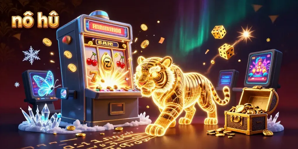 Gain insights into nổ hũ gaming with a vibrant casino scene featuring jackpots and symbols.