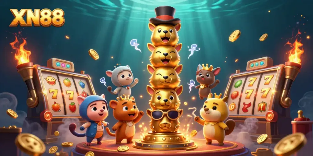Engage with XN88's vibrant casino experience featuring immersive slot elements and lively animations.