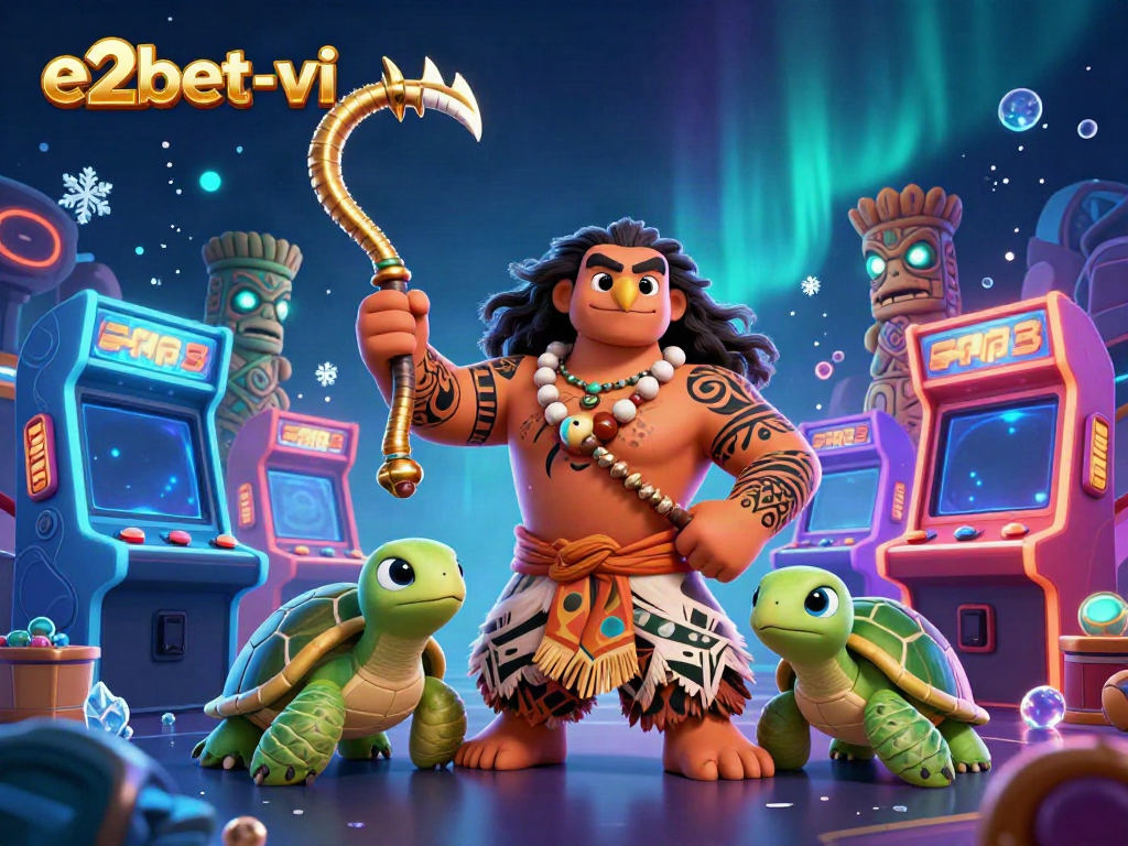Experience the thrill of e2bet-vi with a vibrant 3D casino illustration showcasing exciting game elements.