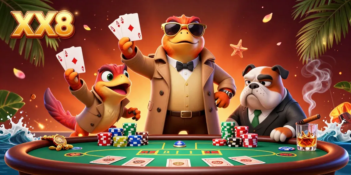 Three raptors in a trench coat at a VIP casino, showcasing poker excitement while wearing golden sunglasses.