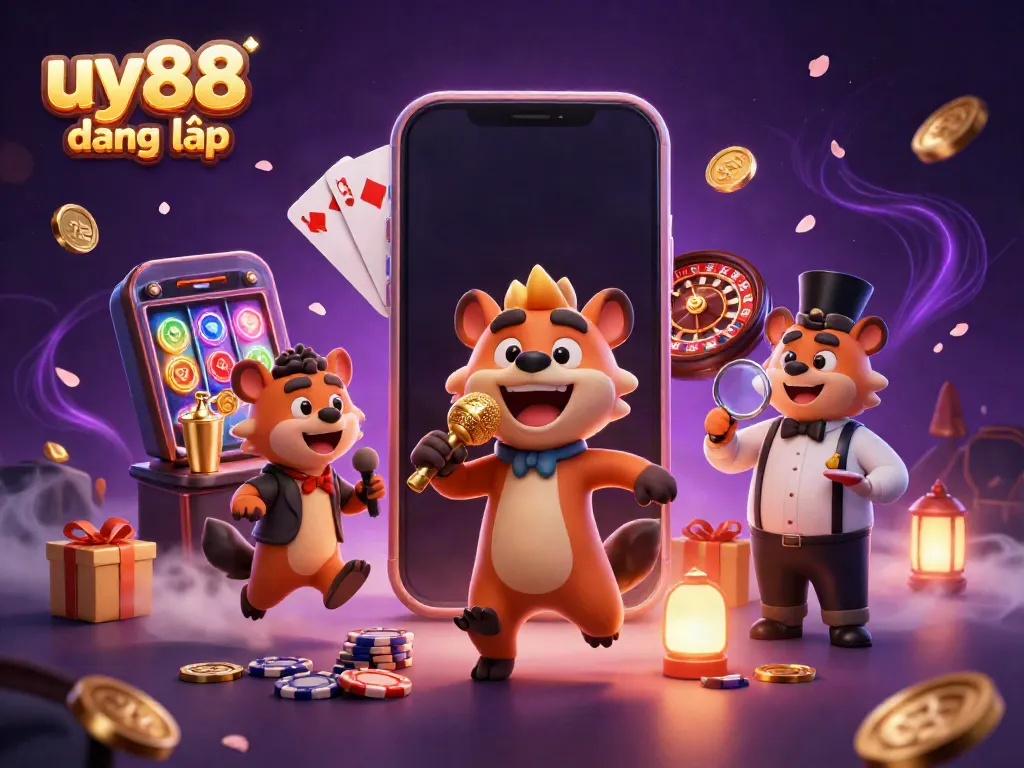Experience the excitement of uy88 đăng nhập with lively hyenas in a vibrant casino scene.