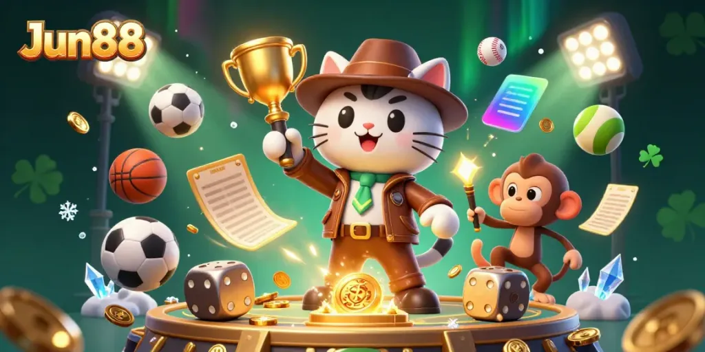 Experience thrilling gameplay with Jun88 as a cat archaeologist discovers golden casino treasures.