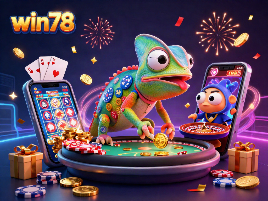Experience thrill with win78 as colorful casino elements explode in vibrancy and excitement.