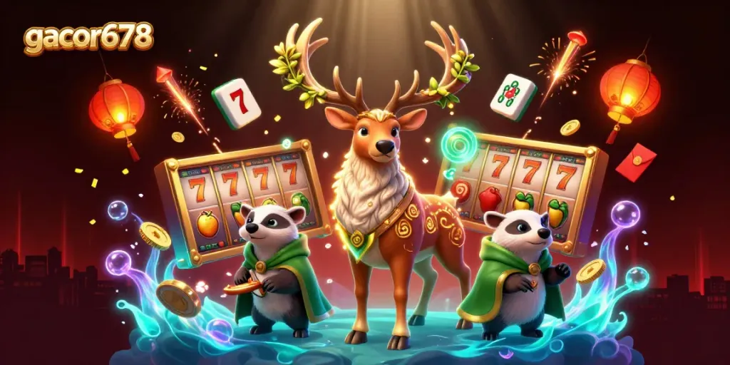 Experience gacor678's vibrant casino scene with dazzling jackpots and captivating characters