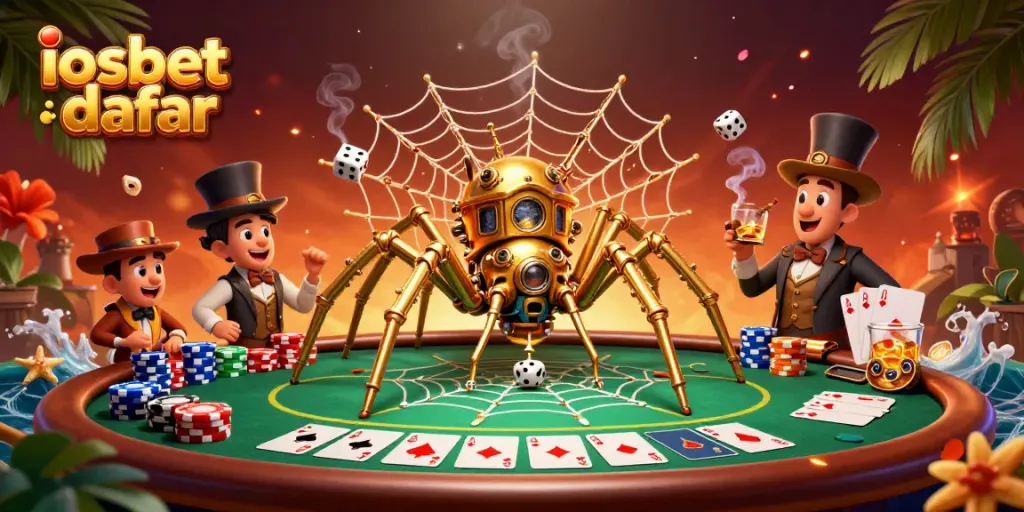 Gambarkan variasi permainan dengan iosbet daftar, menampilkan karakter unik di meja poker.