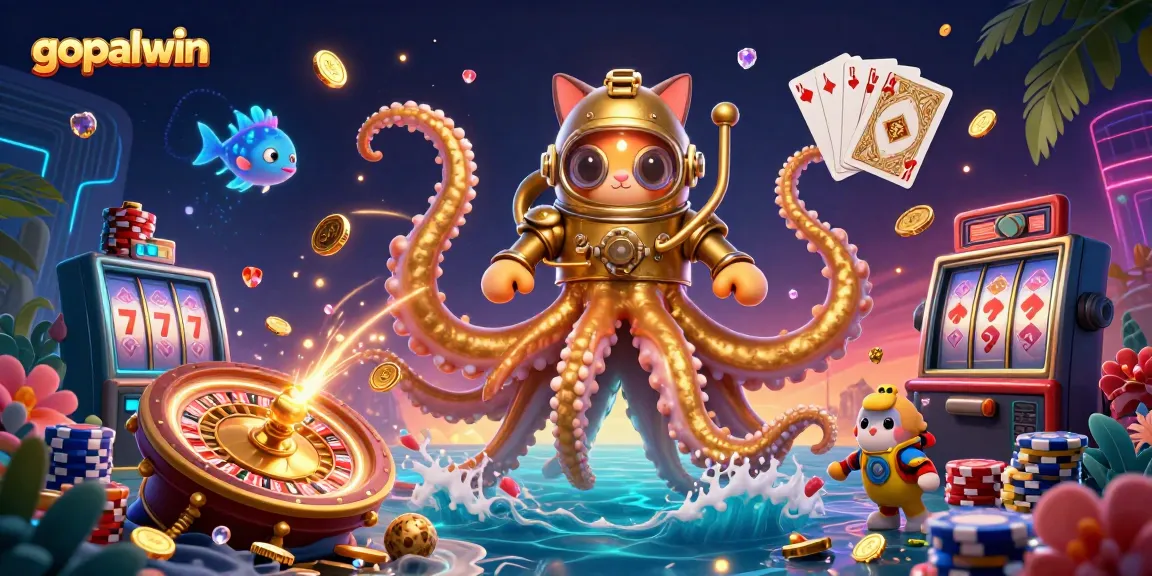 Experience thrilling games with gopalwin, featuring vibrant 3D characters and casino elements.