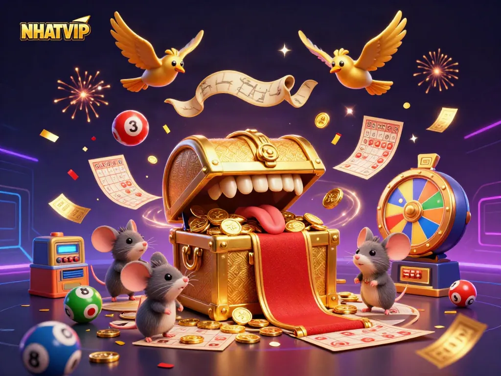 Experience the thrilling excitement of NHATVIP with dynamic lottery elements and colorful celebrations.