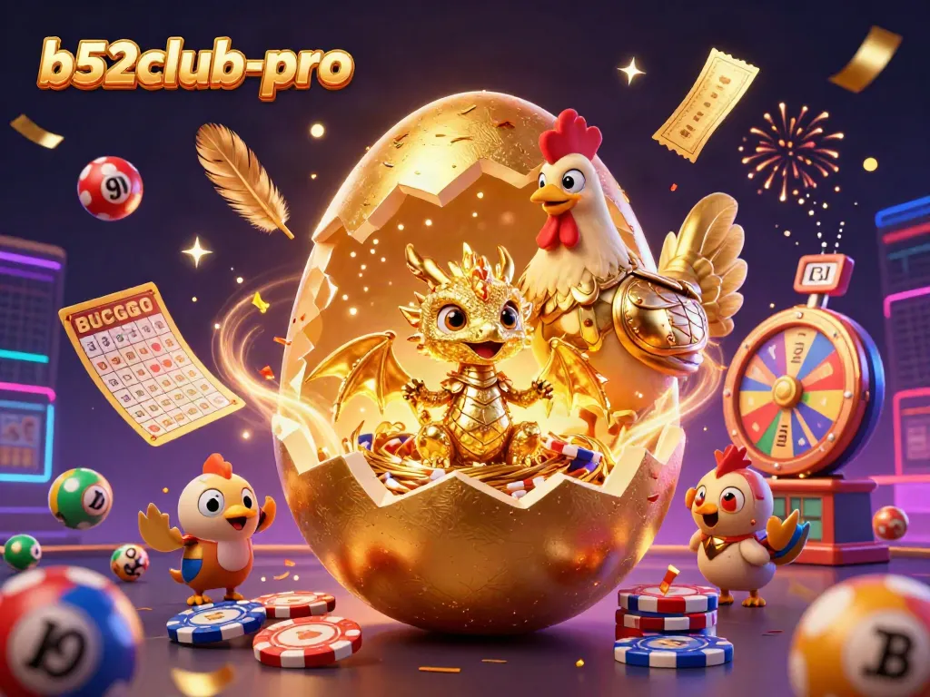 Experience the excitement of b52club-pro with a golden dragon and dynamic casino elements.