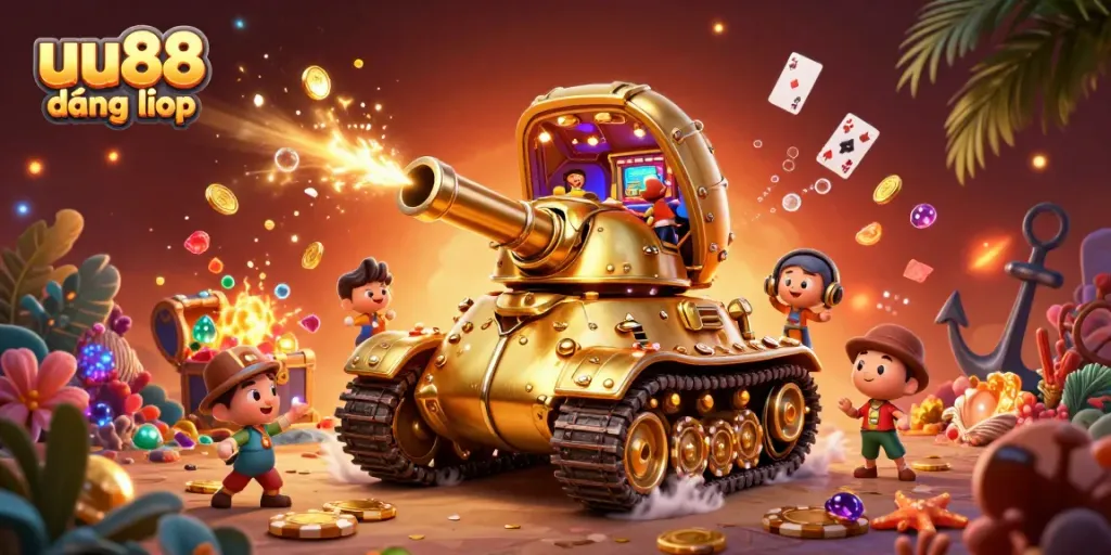 Join the excitement with uu88 đăng nhập in this vibrant 3D casino scene filled with treasure and fun!