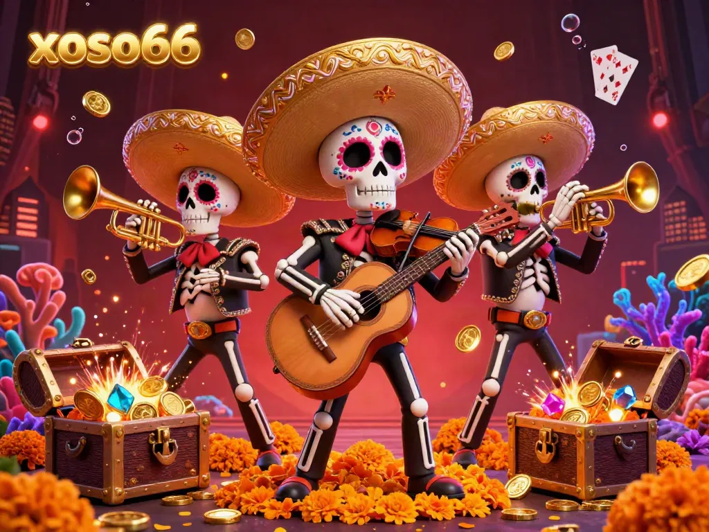Experience thrilling gaming with xoso66 in a vibrant, festive 3D casino scene.